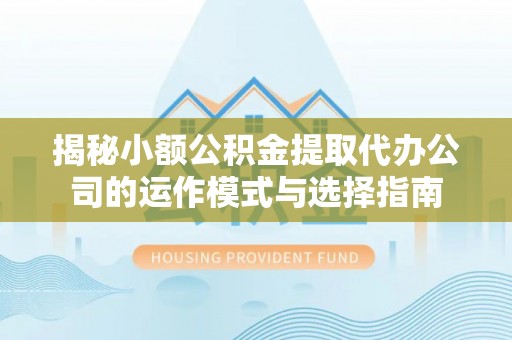 来宾揭秘小额公积金提取代办公司的运作模式与选择指南